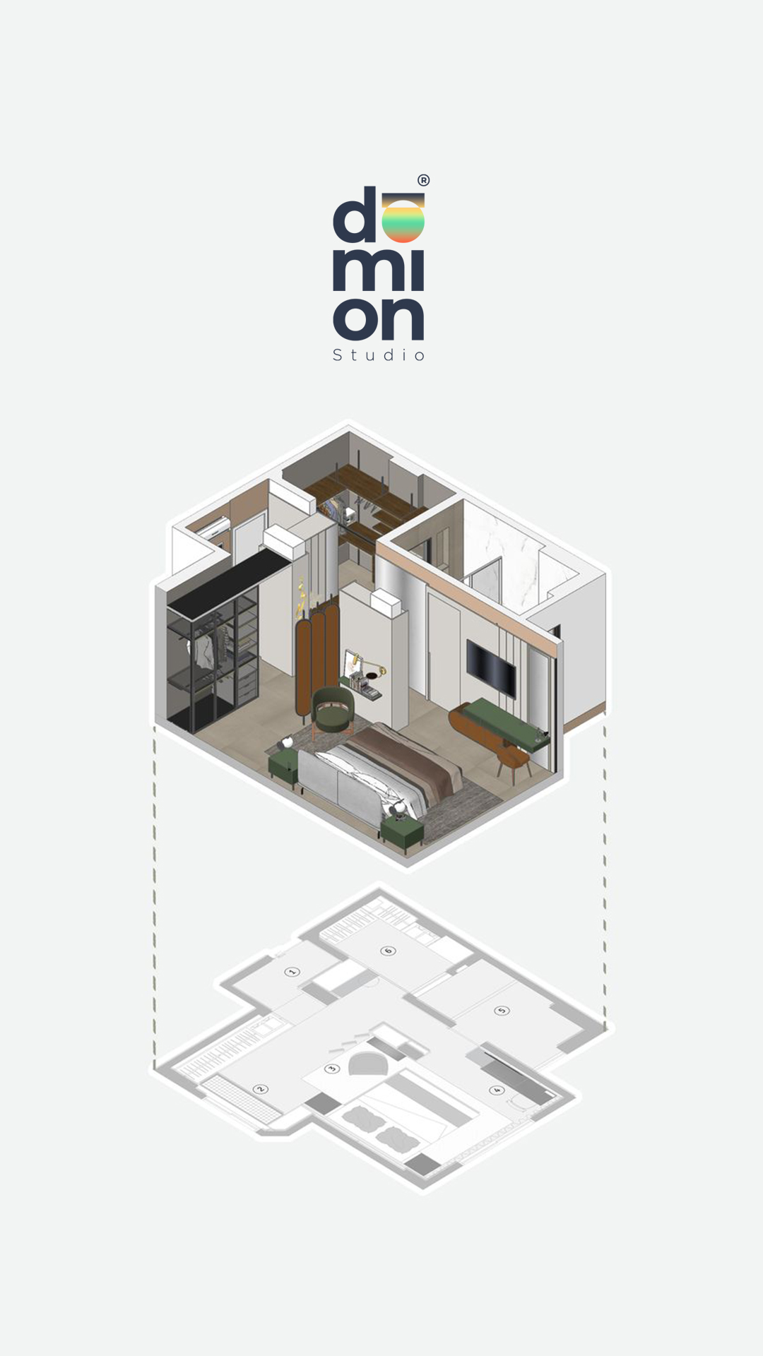Isometría de proyecto residencial a medida desarrollada por DOMION